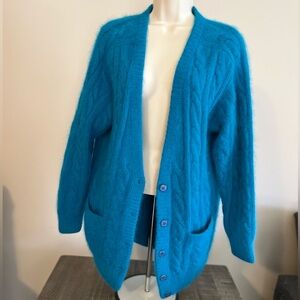 Rafaella Vintage Teal Angora and Wool Sweater Medium
